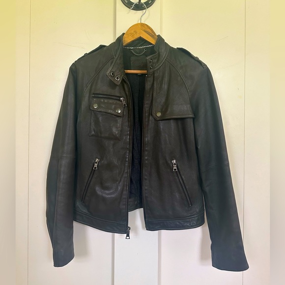 Banana Republic warm gray leather jacket - Picture 2 of 7